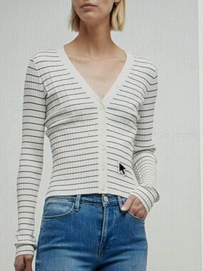 Frame Mixed Rib-Knit Cardigan